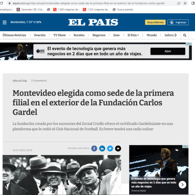 Montevideo elegida como sede de la primera filial en el exterior de la Fundación Internacional Carlos Gardel
